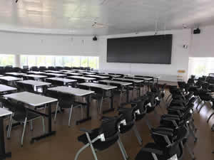 Student desks and chairs in a school in Shantou image